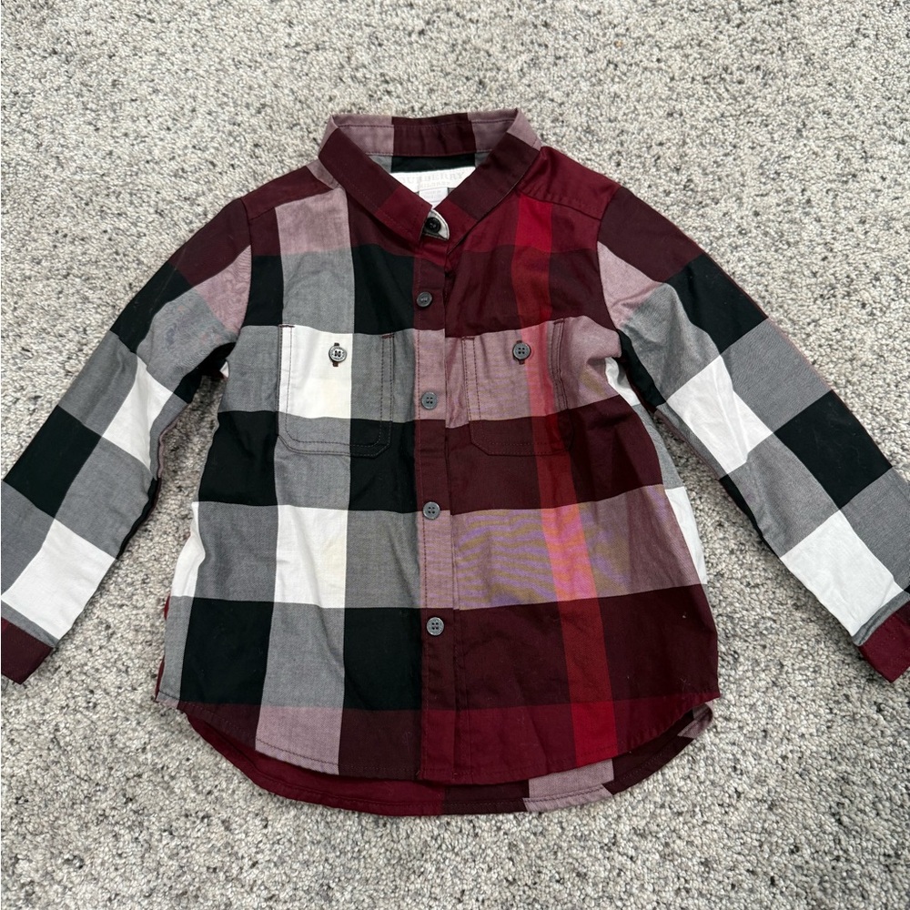 Burberry Kids Plaid Shirt - Burgundy, Black, White